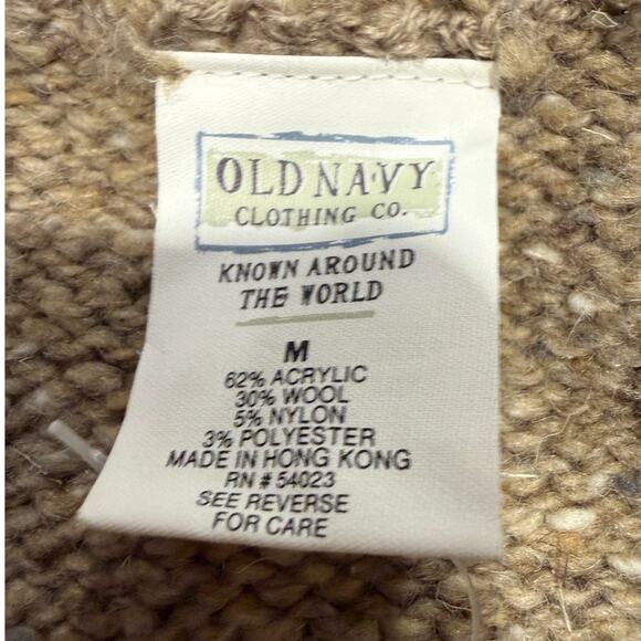 Vintage Old Navy Cable Knit Sweater Vest Wool Blend Preppy M Academia NWOT Beige - Picture 5 of 7